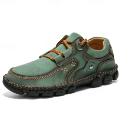 Men's Casual Green Faux Leather Sneakers with Comfortable Fit and Durable Soles – Ideal for Outdoor Activities and Everyday Wear