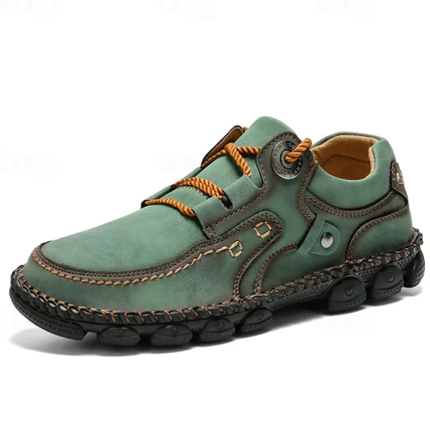 Men's Casual Green Faux Leather Sneakers with Comfortable Fit and Durable Soles – Ideal for Outdoor Activities and Everyday Wear