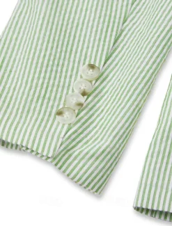 Men's Casual Homecoming Suits Notch Lapel Black Sky Blue Daily Lightweight Striped Standard Fit 2 Piece Single Breasted Two-buttons