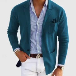 Men's Casual Jacket Casual Daily Comfortable Button Pocket Spring & Fall Solid Color Fashion Casual Peaked Lapel Regular Regular Fit Dark Gray Black Blue khaki Light Grey Jacket