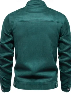 Men's Casual Jacket Suede Jacket Casual Daily Windbreaker Sexy Fall & Winter Solid / Plain Color Casual Collarless Regular Black Yellow Green Gray Jacket
