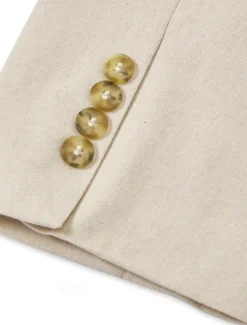 Men's Casual Linen Suits Beige Half Lined Lightweight Summer Solid Colored Standard Fit 2 Piece Single Breasted One-button