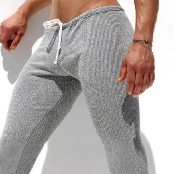 Men's Casual Pants Drawstring Plain Comfort Breathable Casual Daily Casual Gray Micro-elastic