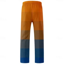 Men's Casual Pants Drawstring Straight Leg Geometric Vacation Casual Red Blue Inelastic