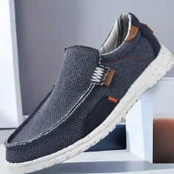 Men's Casual Slip-On Canvas Loafers with Cushioned Sole - Lightweight and Comfortable Shoes for Everyday Wear