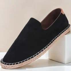 Men's Casual Slip-On Espadrille Shoes with Soft Canvas Upper and Comfortable Jute Sole, Perfect for Summer, Beach, and Everyday Wear