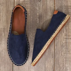 Men's Casual Slip-On Espadrille Shoes with Soft Canvas Upper and Comfortable Jute Sole, Perfect for Summer, Beach, and Everyday Wear
