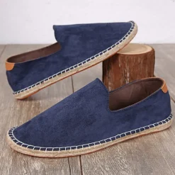 Men's Casual Slip-On Espadrille Shoes with Soft Canvas Upper and Comfortable Jute Sole, Perfect for Summer, Beach, and Everyday Wear