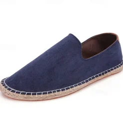 Men's Casual Slip-On Espadrille Shoes with Soft Canvas Upper and Comfortable Jute Sole, Perfect for Summer, Beach, and Everyday Wear