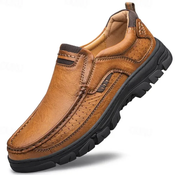 Men's Casual Slip-On Loafers – Lightweight Breathable Walking Shoes with Non-Slip Sole, Comfortable Leather Design