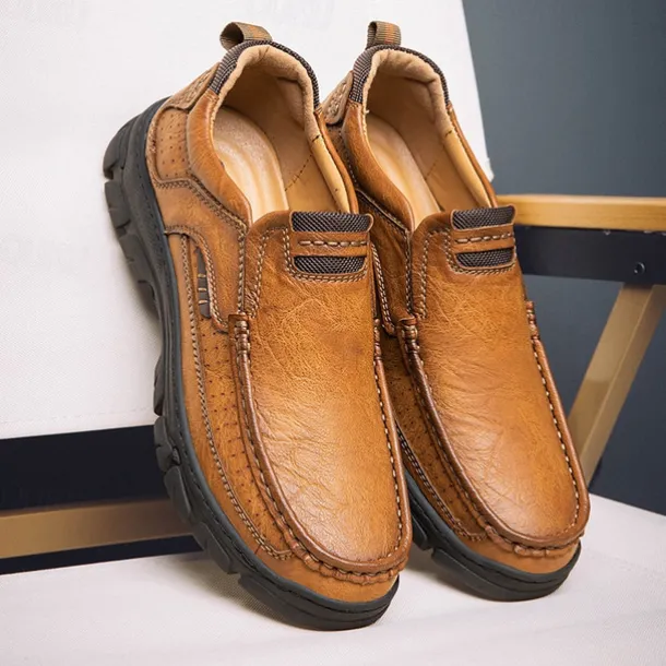 Men's Casual Slip-On Loafers – Lightweight Breathable Walking Shoes with Non-Slip Sole, Comfortable Leather Design