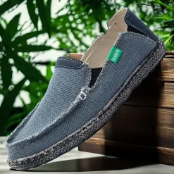 Men's Casual Slip-On Loafers - Breathable Canvas Upper, Lightweight Sole, Ideal for Daily Wear