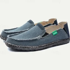 Men's Casual Slip-On Loafers - Breathable Canvas Upper, Lightweight Sole, Ideal for Daily Wear