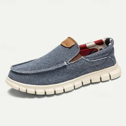 Men's Casual Slip-On Woven Canvas Loafers – Lightweight Breathable Shoes for Everyday Comfort