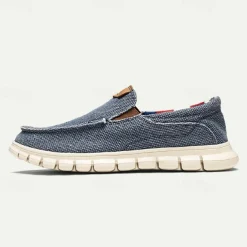 Men's Casual Slip-On Woven Canvas Loafers – Lightweight Breathable Shoes for Everyday Comfort