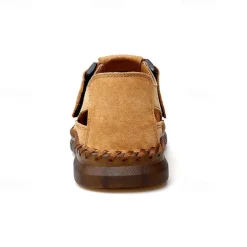 Men's Casual Tan Suede Sandals with Adjustable Velcro Strap, Breathable Design and Comfortable Sole – Perfect for Outdoor, Beach and Summer Activities