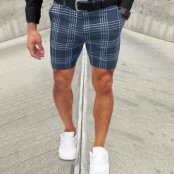 Men's Chino Shorts Bermuda shorts Work Shorts Lattice Breathable Lightweight Short Casual Daily Stylish Casual / Sporty Black Navy Blue Micro-elastic