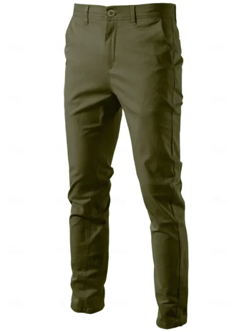 Men's Chinos Buttons Pocket Solid Color Breathable Wearable Full Length Outdoor Casual Daily Stylish Simple Black Yellow Micro-elastic