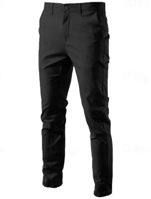 Men's Chinos Buttons Pocket Solid Color Breathable Wearable Full Length Outdoor Casual Daily Stylish Simple Black Yellow Micro-elastic