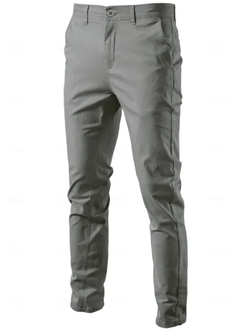 Men's Chinos Buttons Pocket Solid Color Breathable Wearable Full Length Outdoor Casual Daily Stylish Simple Black Yellow Micro-elastic