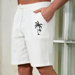 Men's Chinos Casual Shorts Leaf Breathable Outdoor Short Outdoor Daily Vacation Hawaiian White Blue Micro-elastic