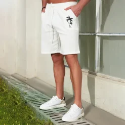 Men's Chinos Casual Shorts Leaf Breathable Outdoor Short Outdoor Daily Vacation Hawaiian White Blue Micro-elastic