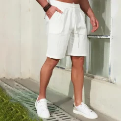 Men's Chinos Casual Shorts Leaf Breathable Outdoor Short Outdoor Daily Vacation Hawaiian White Blue Micro-elastic