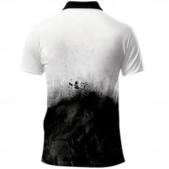 Men's Christian Golf Shirt Short Sleeve Polo Shirts Collared Shirts Vacation Wear Party Outfits Buttons 3D Print Summer Black