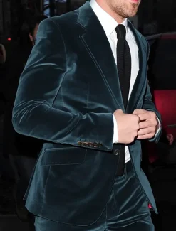 Men's Christmas Party Suits Notch Blue green Black Solid Colored Slim Fit 2 Piece Single Breasted Two-buttons