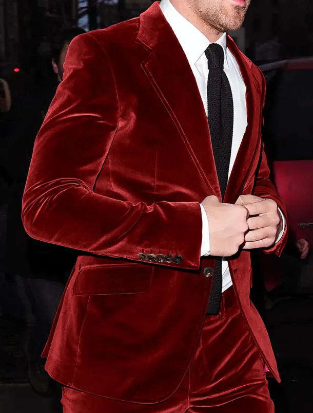 Men's Christmas Party Suits Notch Blue green Black Solid Colored Slim Fit 2 Piece Single Breasted Two-buttons