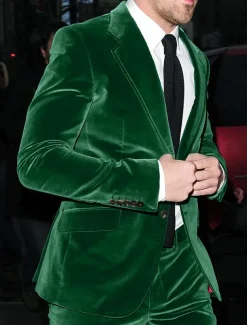 Men's Christmas Party Suits Notch Blue green Black Solid Colored Slim Fit 2 Piece Single Breasted Two-buttons