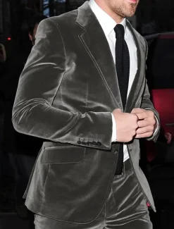 Men's Christmas Party Suits Notch Blue green Black Solid Colored Slim Fit 2 Piece Single Breasted Two-buttons