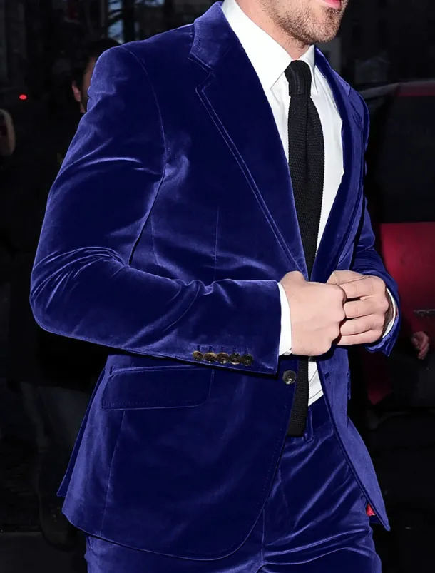 Men's Christmas Party Suits Notch Blue green Black Solid Colored Slim Fit 2 Piece Single Breasted Two-buttons