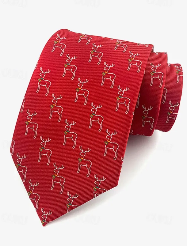 Men's Christmas Themed Tie – Festive Neckties with Santa, Snowflakes, and Candy Cane Patterns for Holiday Parties