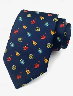 Men's Christmas Themed Tie – Festive Neckties with Santa, Snowflakes, and Candy Cane Patterns for Holiday Parties