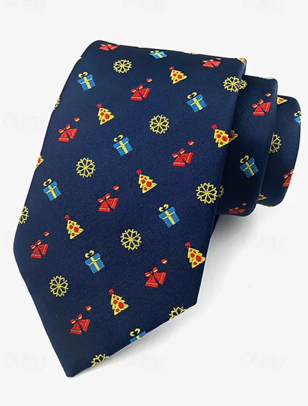 Men's Christmas Themed Tie – Festive Neckties with Santa, Snowflakes, and Candy Cane Patterns for Holiday Parties