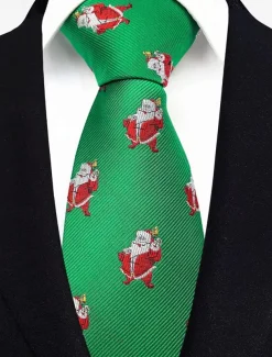 Men's Christmas Themed Tie – Festive Neckties with Santa, Snowflakes, and Candy Cane Patterns for Holiday Parties