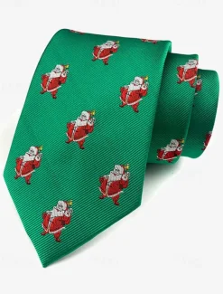 Men's Christmas Themed Tie – Festive Neckties with Santa, Snowflakes, and Candy Cane Patterns for Holiday Parties