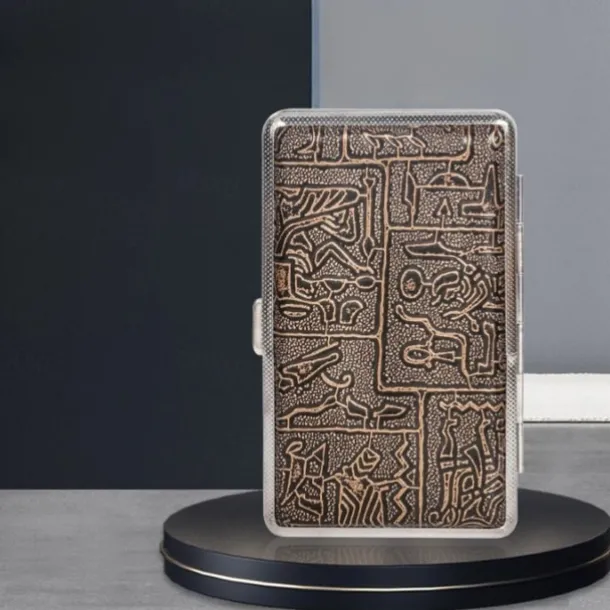 Men's Cigarette Case with Elastic Strap, Portable, Mixed Pattern Designs, Holds 20 Cigarettes