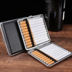Men's Cigarette Case with Elastic Strap, Portable, Mixed Pattern Designs, Holds 20 Cigarettes