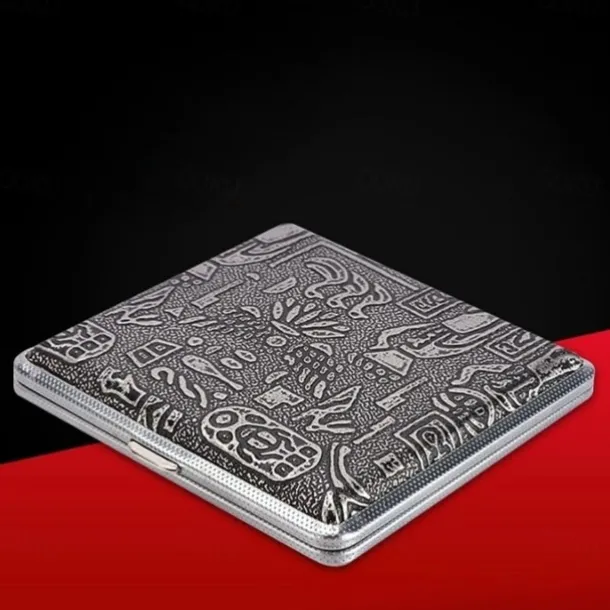 Men's Cigarette Case with Elastic Strap, Portable, Mixed Pattern Designs, Holds 20 Cigarettes