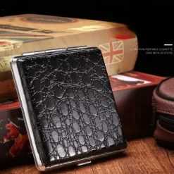Men's Cigarette Case with Elastic Strap, Portable, Mixed Pattern Designs, Holds 20 Cigarettes