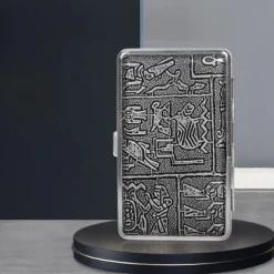 Men's Cigarette Case with Elastic Strap, Portable, Mixed Pattern Designs, Holds 20 Cigarettes