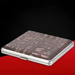 Men's Cigarette Case with Elastic Strap, Portable, Mixed Pattern Designs, Holds 20 Cigarettes