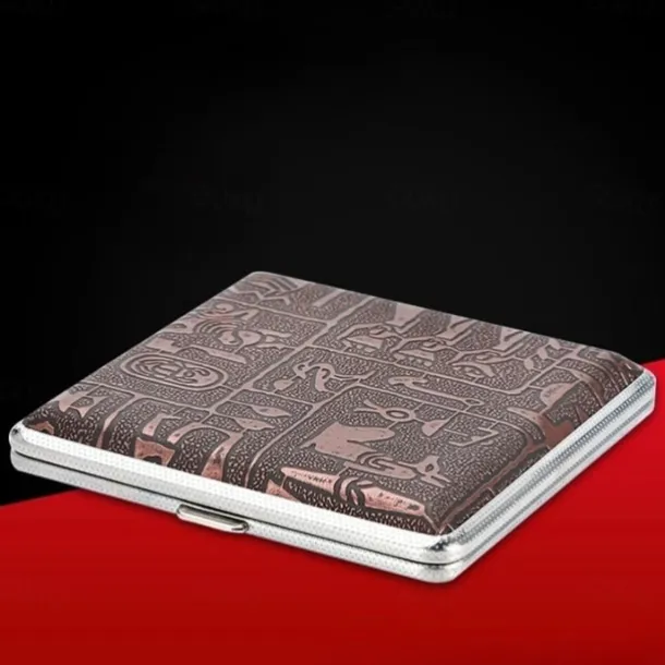 Men's Cigarette Case with Elastic Strap, Portable, Mixed Pattern Designs, Holds 20 Cigarettes