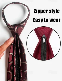 Men's Classic Faux Silk Ties with Zip Style – Assorted Patterned Neck Ties Set for Formal and Business Attire