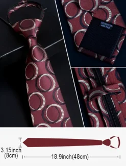 Men's Classic Faux Silk Ties with Zip Style – Assorted Patterned Neck Ties Set for Formal and Business Attire