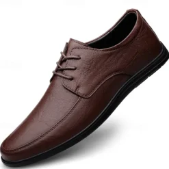 Men's Classic Lace-Up Faux Leather Oxford Shoes with Lightweight Sole – Perfect for Business, Casual and Office Wear