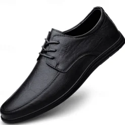 Men's Classic Lace-Up Faux Leather Oxford Shoes with Lightweight Sole – Perfect for Business, Casual and Office Wear