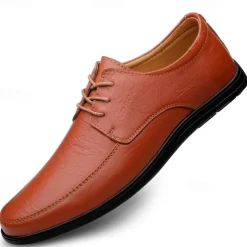 Men's Classic Lace-Up Faux Leather Oxford Shoes with Lightweight Sole – Perfect for Business, Casual and Office Wear